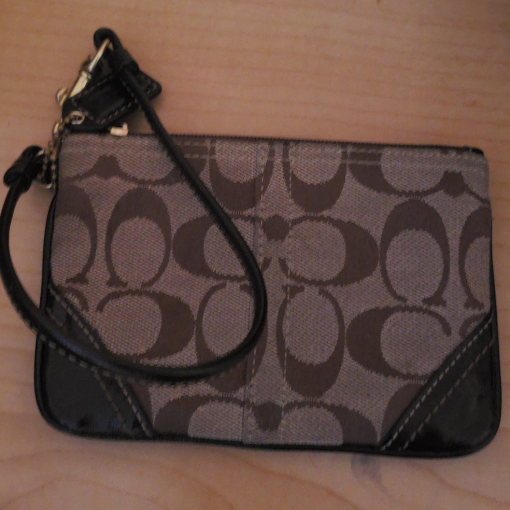 Authentic Coach brown wristlet